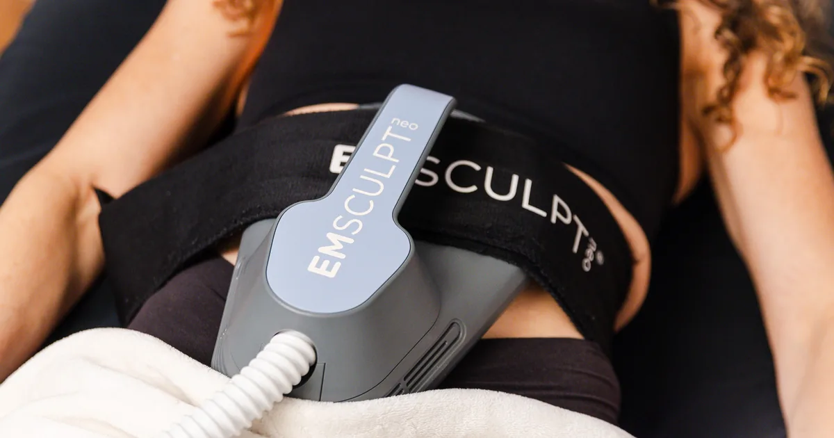 EMSCULPT NEO session in progress at iCRYO Highland Village, Texas