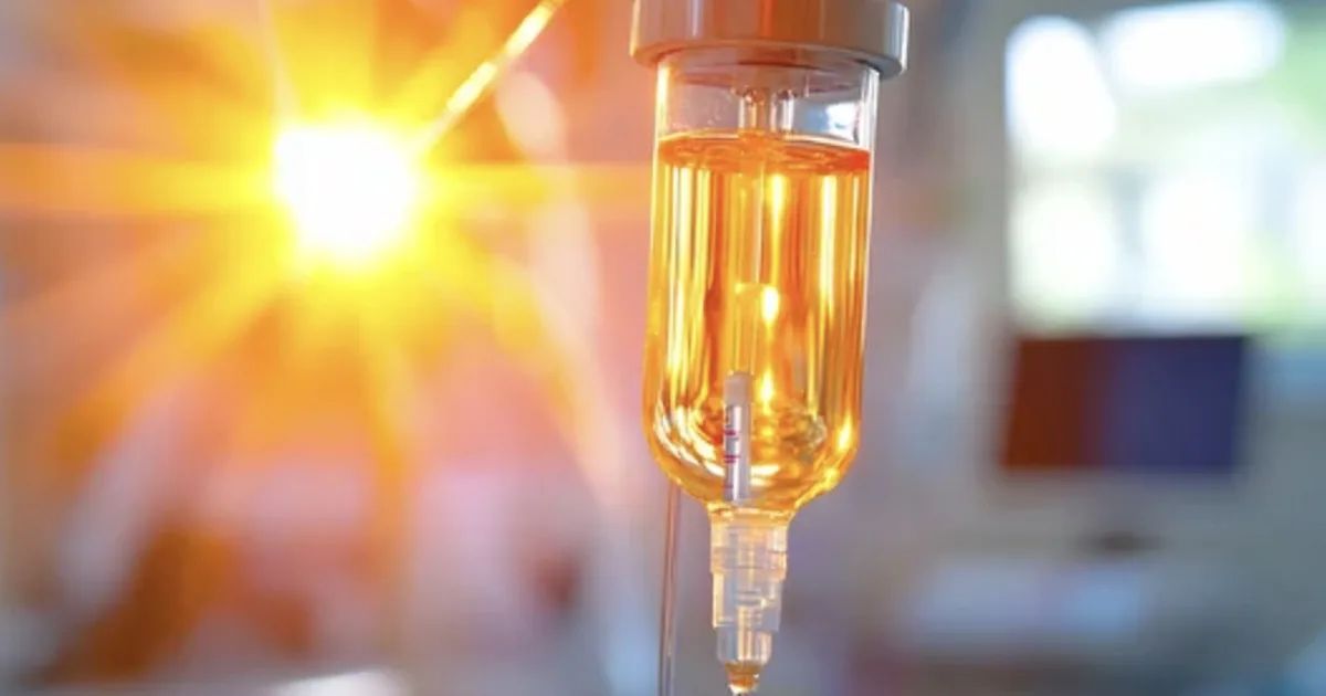 Client receiving a High-C vitamin C IV for immune support at iCRYO Highland Village