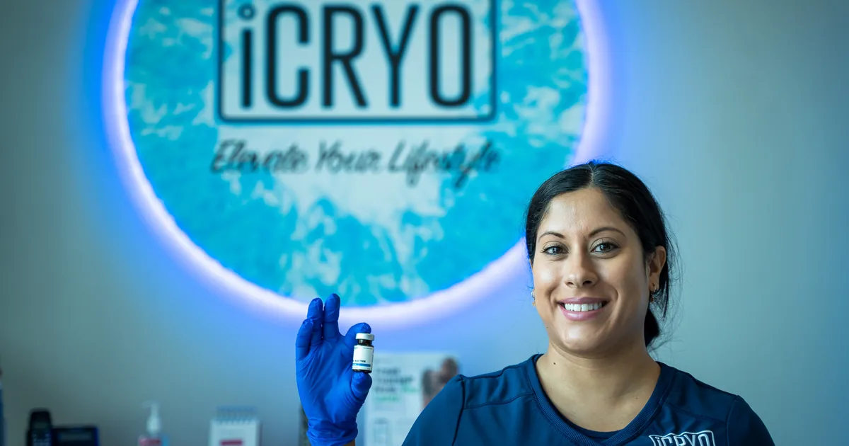 Energized client after a B12 vitamin shot at iCRYO Highland Village