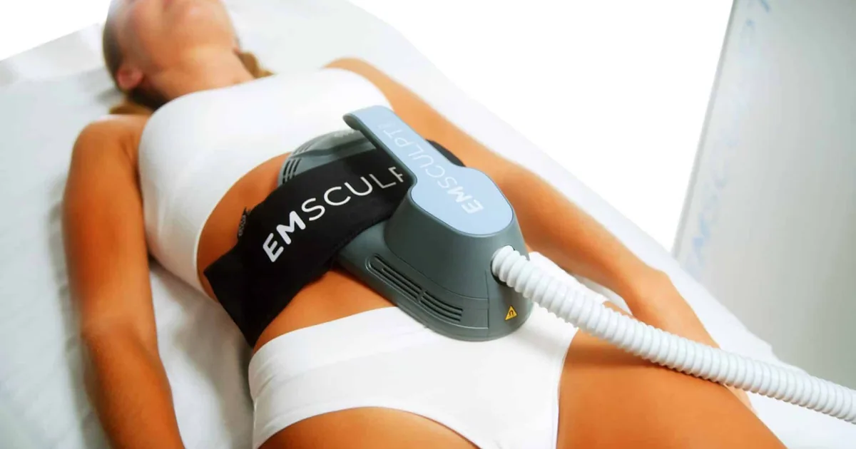 EMSCULPT NEO body sculpting treatment on the abdomen at iCRYO Highland Village, TX