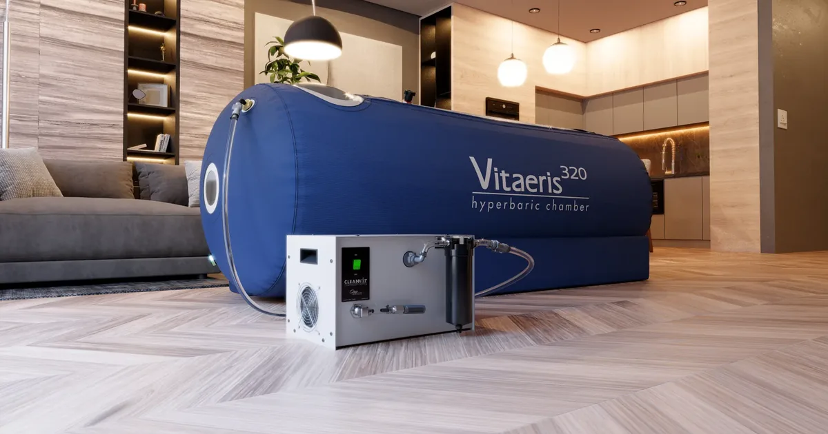 Client relaxing in a hyperbaric oxygen chamber at iCRYO Highland Village, TX